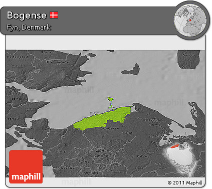 Physical 3D Map of Bogense, darken, desaturated