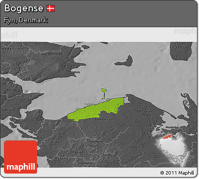 Physical 3D Map of Bogense, darken, desaturated