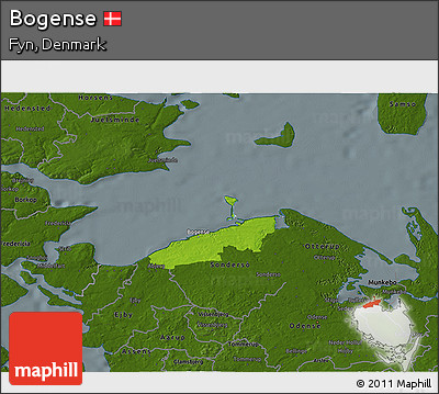 Physical 3D Map of Bogense, darken