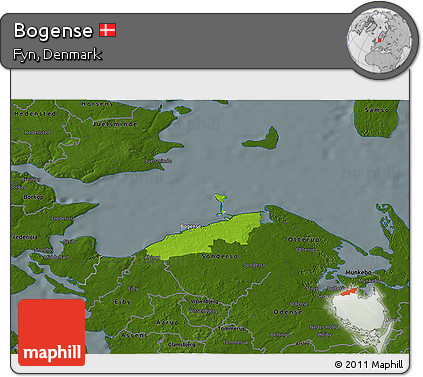 Physical 3D Map of Bogense, darken