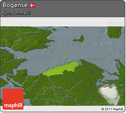 Physical 3D Map of Bogense, darken