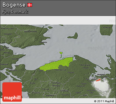 Physical 3D Map of Bogense, darken, semi-desaturated