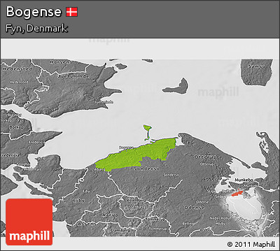 Physical 3D Map of Bogense, desaturated
