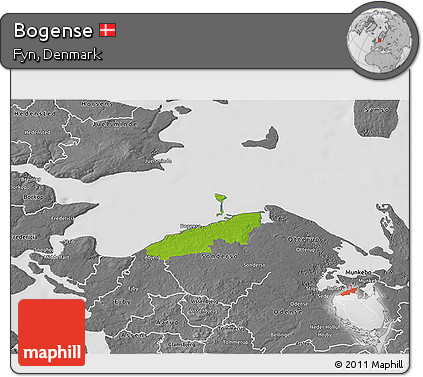 Physical 3D Map of Bogense, desaturated