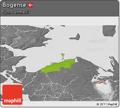 Physical 3D Map of Bogense, desaturated