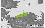 Physical 3D Map of Bogense, desaturated