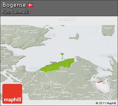 Physical 3D Map of Bogense, lighten, semi-desaturated