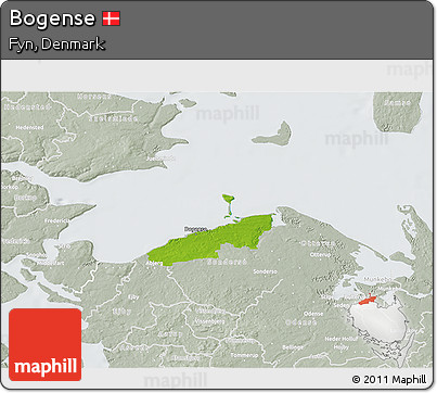 Physical 3D Map of Bogense, lighten, semi-desaturated