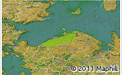 Physical 3D Map of Bogense, satellite outside