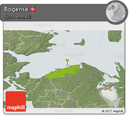 Physical 3D Map of Bogense, semi-desaturated
