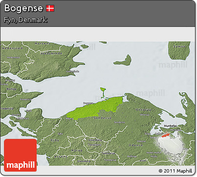 Physical 3D Map of Bogense, semi-desaturated