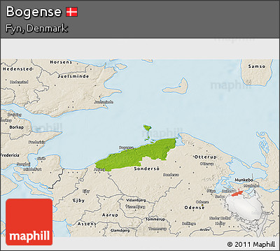 Physical 3D Map of Bogense, shaded relief outside