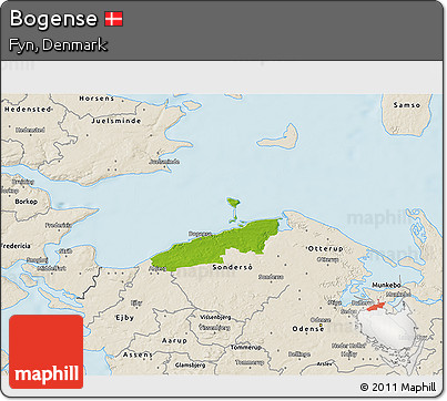 Physical 3D Map of Bogense, shaded relief outside