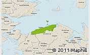 Physical 3D Map of Bogense, shaded relief outside