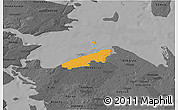 Political 3D Map of Bogense, darken, desaturated