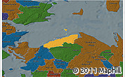 Political 3D Map of Bogense, darken