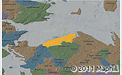 Political 3D Map of Bogense, darken, semi-desaturated