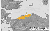 Political 3D Map of Bogense, desaturated