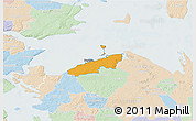 Political 3D Map of Bogense, lighten