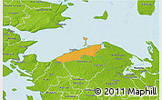 Political 3D Map of Bogense, physical outside