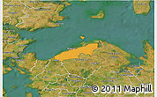 Political 3D Map of Bogense, satellite outside