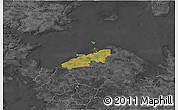 Satellite 3D Map of Bogense, darken, desaturated