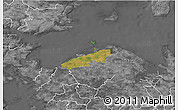 Satellite 3D Map of Bogense, desaturated