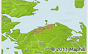 Satellite 3D Map of Bogense, physical outside