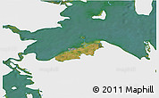 Satellite 3D Map of Bogense, single color outside