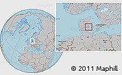 Gray Location Map of Bogense, hill shading