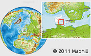 Physical Location Map of Bogense, highlighted country, within the entire country