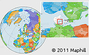 Political Location Map of Bogense, highlighted country, within the entire country