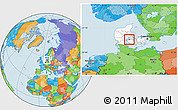 Political Location Map of Bogense, highlighted country