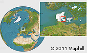 Satellite Location Map of Bogense, highlighted country