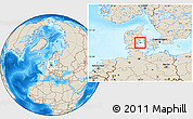Shaded Relief Location Map of Bogense, highlighted parent region