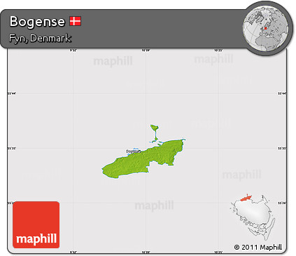 Physical Map of Bogense, cropped outside