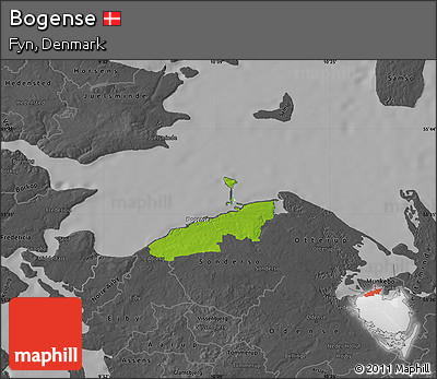 Physical Map of Bogense, darken, desaturated