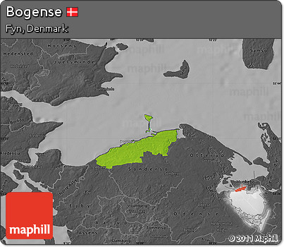 Physical Map of Bogense, darken, desaturated