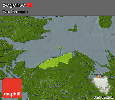 Physical Map of Bogense, darken