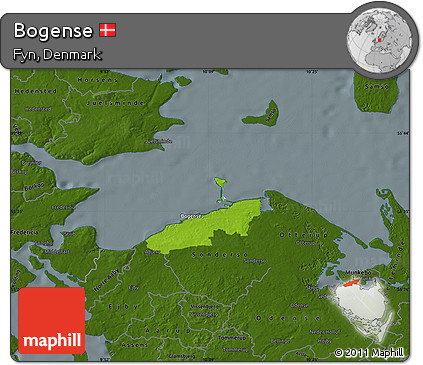 Physical Map of Bogense, darken