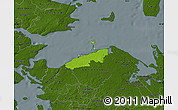 Physical Map of Bogense, darken