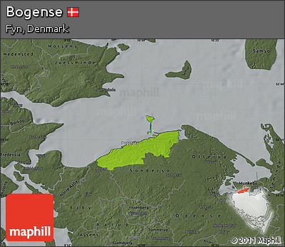 Physical Map of Bogense, darken, semi-desaturated
