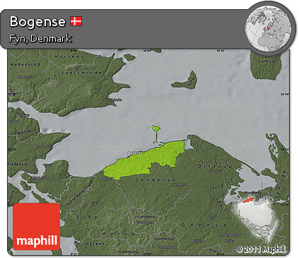 Physical Map of Bogense, darken, semi-desaturated