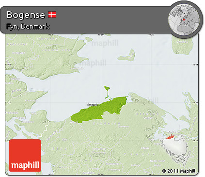 Physical Map of Bogense, lighten