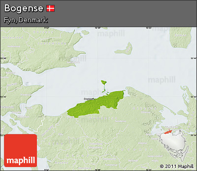 Physical Map of Bogense, lighten