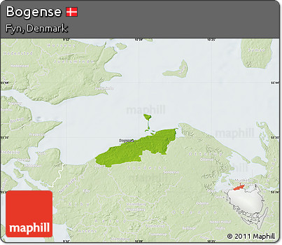 Physical Map of Bogense, lighten