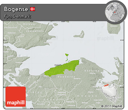 Physical Map of Bogense, lighten, semi-desaturated