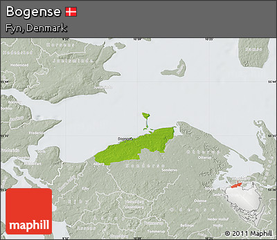 Physical Map of Bogense, lighten, semi-desaturated