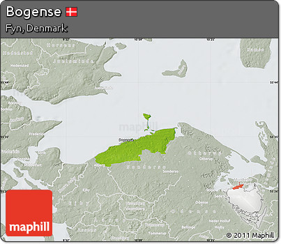 Physical Map of Bogense, lighten, semi-desaturated
