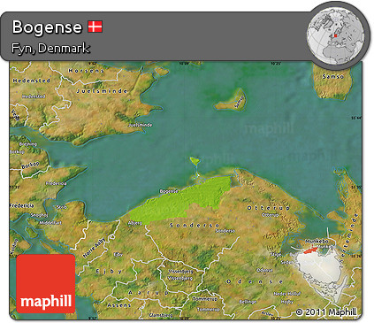 Physical Map of Bogense, satellite outside
